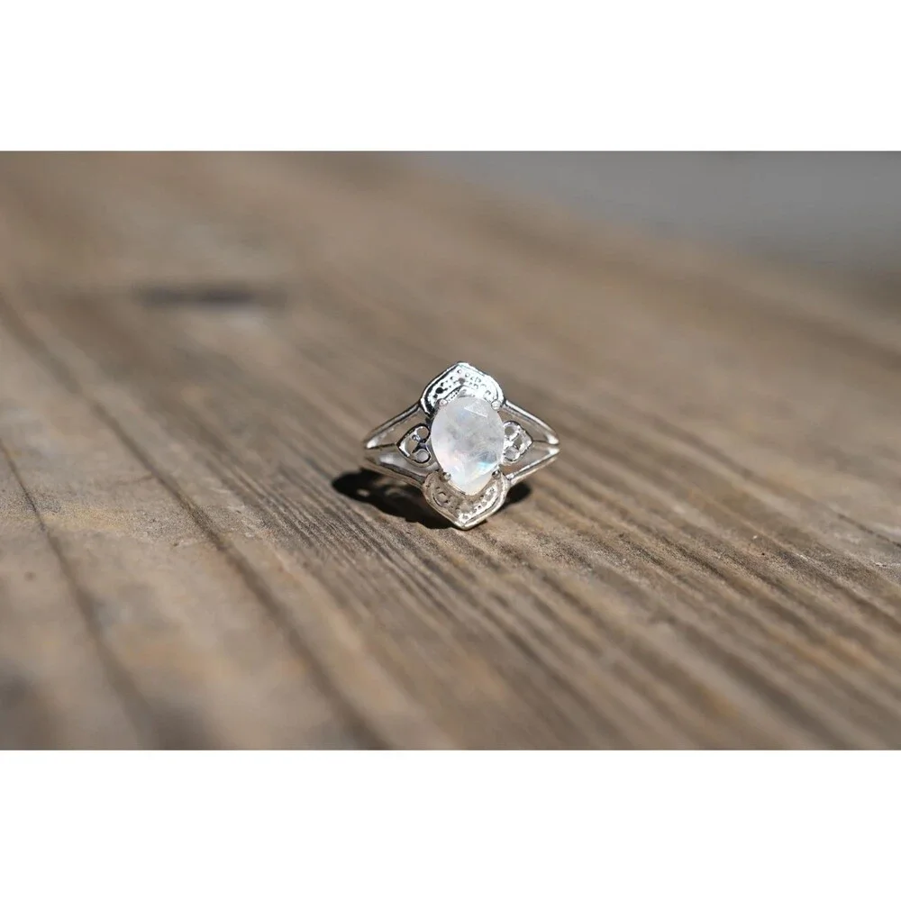 Engagement ring Moonstone sterling silver ring American made